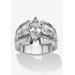 Women's 7.87 Tcw Marquise-Cut Cubic Zirconia Platinum-Plated Engagement Anniversary Ring by PalmBeach Jewelry in Silver (Size 8)