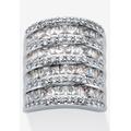 Women's 6.26 Tcw Baguette-Cut And Round Cubic Zirconia Silvertone Cocktail Ring by PalmBeach Jewelry in Silver (Size 7)