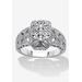 Women's Diamond Accent Platinum-Plated Sterling Silver Filigree Ring by PalmBeach Jewelry in Silver (Size 9)