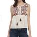 Free People Tops | Free People Lohri Embroidered Sleeveless Top Ivory Boho Retro Size Xs - D1088 | Color: Red/White | Size: Xs