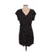 BCBGeneration Casual Dress - Mini V Neck Short sleeves: Black Dresses - Women's Size Small