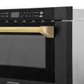 "ZLINE Autograph Edition 24"" 1.2 cu. ft. Built-in Microwave Drawer in Black Stainless Steel and Gold Accents - ZLINE Kitchen and Bath MWDZ-1-BS-H-G"