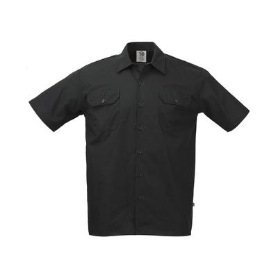 Barfly M60250BK3X Metro Edge Brewer Work Shirt w/ Short Sleeves - Poly/Cotton, Black, 3X, 3X Large