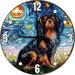 Wood Wall Clock Black and Tan Spaniel Dog Large Wall Clock 18 Inch Round