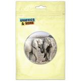 Elephants Hugging Pinback Button Pin Badge
