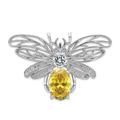 47.25mm Cheryl M 925 Sterling Silver Rhodium Plated Brilliant cut Yellow and White CZ Bee Pin Jewelry Gifts for Women