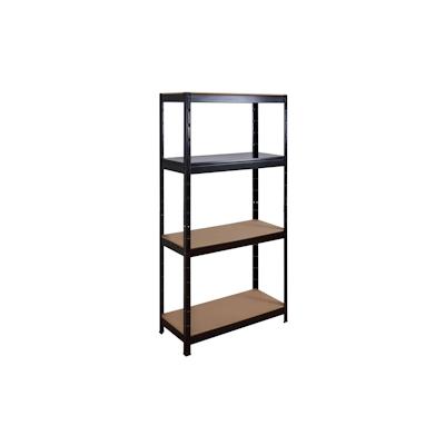 SCHULTE Regalwelt Schwerlastregal mit 3 Holzböden und 1 Fachboden, 180x90x40 cm (HxBxT), Traglast pro Ebene 100 kg, schwarz-Struktur, Lagerregal Image