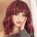 Dopi Short Wavy Bob Wigs Red Curly Hair Wig for Women silky and Soft Curly Hair Wig with Hair Net Curly Wavy Hair for Cosplay parties Party Makeup or Daily Use(2Pack)