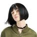 Dopi 12 Short Black Bob Wigs with Hair Bangs for Women Natural Looking Synthetic Full Hair Wigs for Women(2Pack)