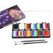 Gecheer Face Paint Kit Activated 30 Colors Set Professional Split Cakes Paint Palette Set with 2 Brush & Non Toxic Face and Body Painting Makeup Facepaints for Party Art Supplies