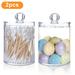 2/1pcs Clear Plastic Apothecary Jars 10oz Qtip Jar Bathroom Containers Dispenser Makeup Storage Organizer Canisters Cotton Swab Holder for Cotton Balls