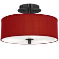 Red Faux Silk Black 14" Wide Ceiling Light