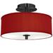 Red Faux Silk Black 14" Wide Ceiling Light