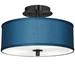 Blue Faux Silk Black 14" Wide Ceiling Light