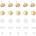 20 Sets Stud Earring Settings 10mm Golden Stud Earrings with Half Round Clear Glass Cabochons 0.8mm Pin Cup Post Earrings Kit with Ear Nuts for Making DIY Earring Findings