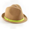 Urban Outfitters Accessories | Classic Straw Fedora Camel Brown Tan Fluorescent Green Band M/Hat Sz 7 To 7-1/8 | Color: Tan | Size: M (Hat Size 7 To 7-1/8)