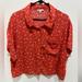 American Eagle Outfitters Tops | 3/$10american Eagle Women Red Printed Short Sleeve Button Up Shirt | Color: Red | Size: M