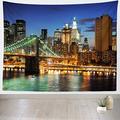 Loccor New York City Tapestry Photo Backdrop NYC Brooklyn Bridge Cityscape City Skyline Tapestry Wall Hanging for Bedroom Living Room College Dorm Photo Booth Home Decorations