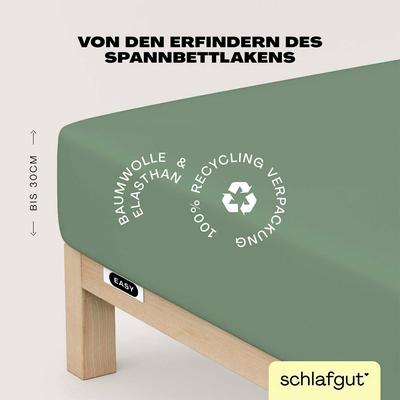 Spannbettlaken SCHLAFGUT "EASY Jersey Elasthan", grün (grün mid), B:120-130cm L:200-220cm, Jersey, Obermaterial: 95% Baumwolle, 5% Elasthan, Laken, MADE IN GREEN by OEKO-TEX