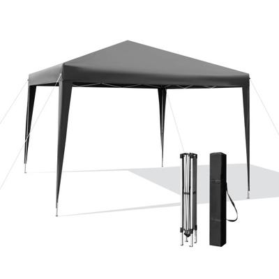 Costway 10 x 10 Feet Outdoor Pop-up Patio Canopy for Beach and Camp-Gray