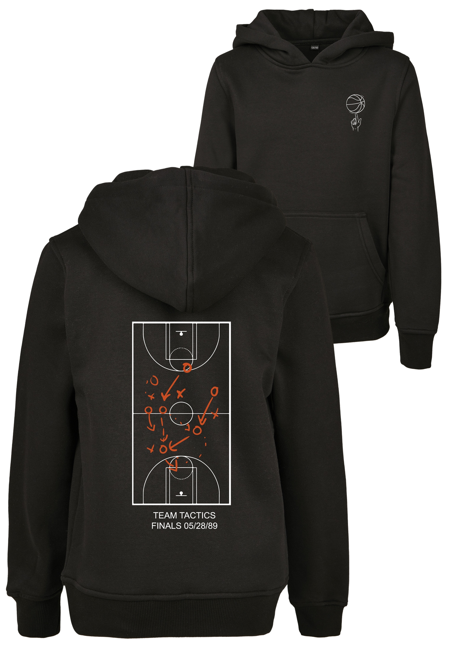 Kapuzensweatshirt MISTERTEE "MisterTee Herren Kids Team Tactics Hoody", Jungen, Gr. 122/128, schwarz, 65% Baumwolle, 35% Polyester, unifarben, Sweatshirts Image