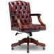 Gainsborough Chesterfield Office Swivel Chair Antique Red Leather