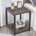 End Table with Storage Shelf,Vintage Side Table for Living Room,Rustic Wood and Metal Nightstand for Bedroom,Grey