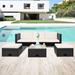 vidaXL Patio Lounge Set 4 Piece with Cushions Poly Rattan Seat Black/Brown - 74.8" x 29.5" x 25.6"