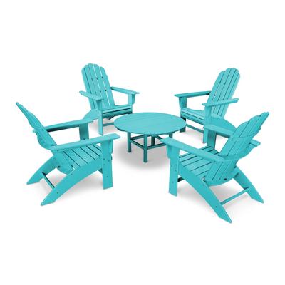 POLYWOOD Vineyard 5-Piece Outdoor Oversized Adirondack Chair and Table Set