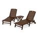 POLYWOOD Nautical 3-piece Outdoor Chaise Lounge Set with Table