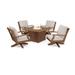 POLYWOOD Braxton 5-Piece Deep Seating Swivel Conversation Set with Fire Pit Table