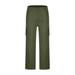 JWZUY Women High Waisted Plus Size Cargo Pants Wide Leg Casual Pants 4 Pockets Combat Military Trousers 1-Army Green X-Large