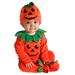 Infant Baby Girl Boy Halloween Clothes Pumpkin Romper Cosplay Outfits with Hat and Shoes Toddler 3Pcs Bodysuit