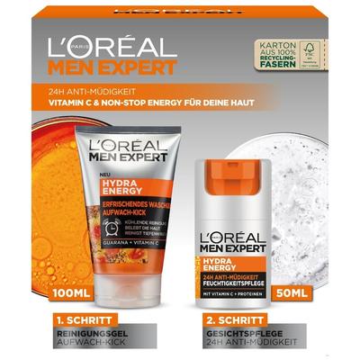 L´Oréal Men Expert Geschenkset Hydra Energy Waschgel & Gesichtscreme mit Vitamin C Gesichtspflegeset Herren Image