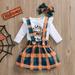 Jerdar Infant Girls Tops Skirt Outfit Sets Toddler Girls Cosplay Halloween Costume Suspender Skirt Romper Long Sleeve Skirt Suit Little Girls Top Infant Skirt Set White (6-12 Months)