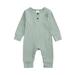 Newborn Baby Solid Color Jumpsuit Spring and Autumn Long-Sleeved Clothes Set Girls Boys Cotton Jumpsuit 0-24M