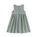 Toddler Girls Summer Dress Sleeveless Solid Color Pleated Skirt Casual Fashion Dress 2-6Y