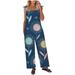 JURANNMO Plus Size Floral Printed Jumpsuit for Women Sleeveless Crewneck Graphic Overalls Loose Comfy Pocket 2024 Trendy Jumpsuit S-3XL