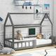 Lit cabane pour enfant dripex 90 x 200 cm, lit en bois pour chambre d'enfant, sommier à lattes gris