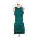 Topshop Casual Dress - Bodycon Crew Neck Sleeveless: Teal Print Dresses - Women's Size 2