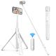 ATUMTEK 65" Selfie Stick Tripod, All in One Extendable Phone Tripod Stand with Bluetooth Remote 360° Rotation for iPhone and Android Phone Selfies, Video Recording, Vlogging, Live Streaming, White