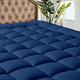 MATBEBY Bedding Quilted Fitted Queen Mattress Pad Cooling Breathable Fluffy Soft Mattress Pad Stretches up to 21 Inch Deep, Queen Size, Navy Blue, Mattress Topper Mattress Protector