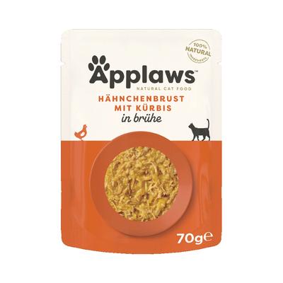 24x70g Chicken with Pumpkin Broth Pouches Applaws Wet Cat Food