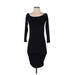 Heart & Hips Casual Dress - Bodycon Boatneck 3/4 sleeves: Black Print Dresses - Women's Size Medium