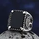 Bague de motard en acier inoxydable pour homme pierre noire punk rock arbre de vie style