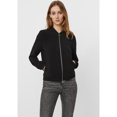 Bomberjacke VERO MODA "VMCOCO L/S BOMBER", Damen, Gr. XS (34), schwarz, Web, Obermaterial: 96% Polyester, 4% Elasthan, unifarben, modisch, regular fit, Rundhals, Langarm Rippbündchen, Jacken, in modisch kurzer Form Image