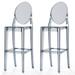 Set of 2 Clear Modern 30" Seat Bar Stool Counter Height With Back Plastic Chairs For Home Restaurant Office