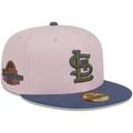 Men's New Era Pink/Blue St. Louis Cardinals Olive Undervisor 59FIFTY Fitted Hat