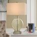 Everly Quinn Table Lamp Glass/Linen in White | 32.25 H x 18 W x 11 D in | Wayfair 8067C71B2E5B4213937962F0C2F2DE6F