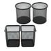 4pcs Round and Pen Holder Metal Pencil Holder Stury Brush Pot for Students Office Workers (Black)